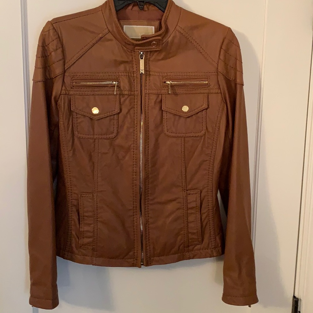 Micheal Kors Brown Leather motorcycle jacket